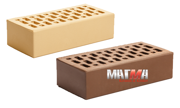 Кирпич лицевой одинарный цвет Ваниль М200, цвет Шоколад М175 - от завода МАГМА, морозостойкость F100